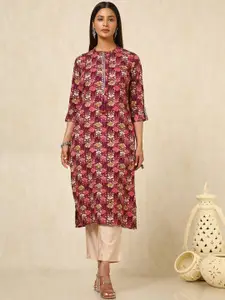 Soch Women Floral Printed Mirror Work Kurta