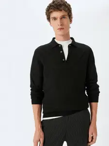Koton Men Lapel Collar Long Sleeves Pullover