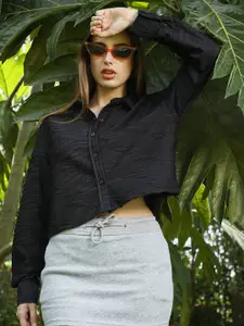 PINACOLADA Women Comfort Spread Collar Textured Casual Shirt