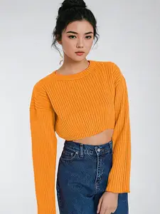 Stylecast X Kotty Women Ribbed Crop Pullover