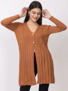 Lory Self Design Front Open Winter Sweater