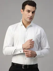 Hancock Men Premium Slim Fit Wing Tip Collar French Cuff Pintucked Tuxedo Party Shirt