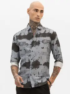 Snitch Men Smart Slim Fit Opaque Printed Casual Shirt