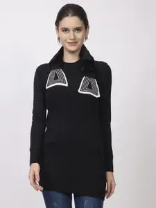 Lory Self Design Long Sleeve Sweater