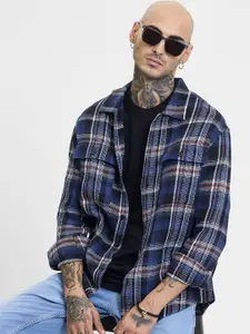 Snitch Men Checked Open Front Jacket