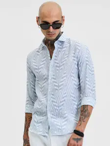 Snitch Men Smart Slim Fit Opaque Printed Casual Shirt