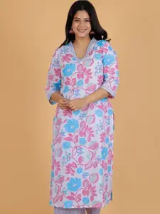 Aramya Women Floral Printed Patchwork Kurta
