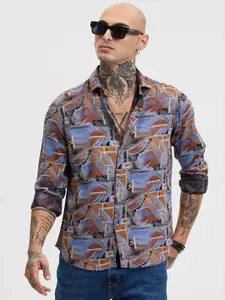 Snitch Men Smart Slim Fit Opaque Printed Casual Shirt