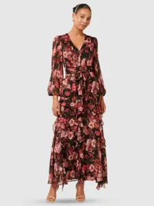 Forever New Floral Print Bishop Sleeve A-Line Midi Dress