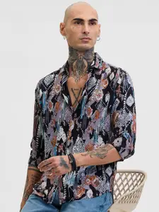 Snitch Men Smart Slim Fit Opaque Printed Casual Shirt