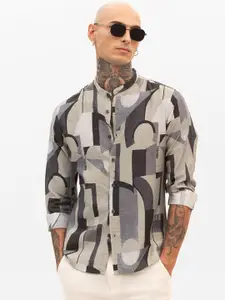 Snitch Men Smart Slim Fit Opaque Printed Casual Shirt