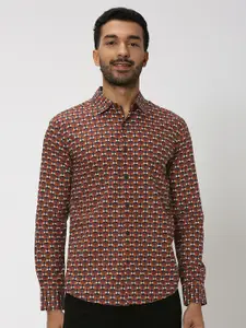 Mufti Abstract Printed Opaque Pure Cotton Casual Shirt