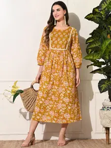 DECKEDUP Print Fit & Flare Midi Dress