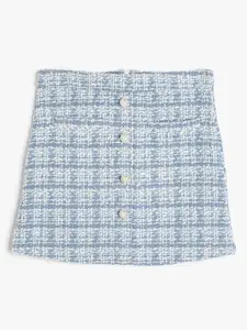 Koton Girls Checked Straight Midi Skirt
