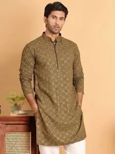 Anouk Men Geometric Embroidered Chikankari Kurta
