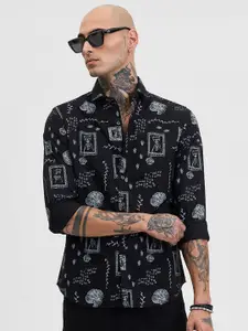 Snitch Men Smart Slim Fit Opaque Printed Casual Shirt