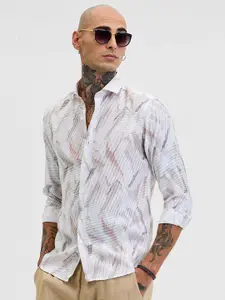 Snitch Men Smart Slim Fit Opaque Printed Casual Shirt