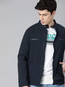 WROGN Men Navy Blue Solid Tailored Jacket