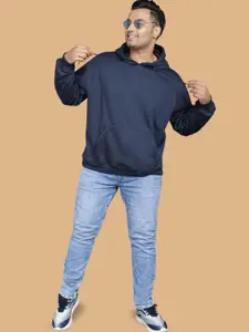 Wear Your Opinion Men Plus Size Drop Shoulder Hooded Sweatshirt