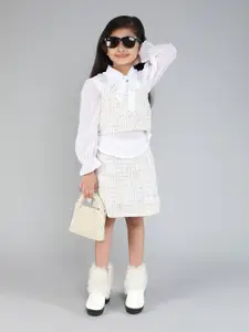 taffykids Girls Printed Top with Skirt