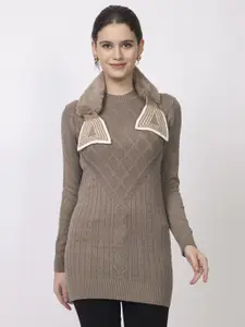 Lory Cable Knit Woollen Longline Pullover