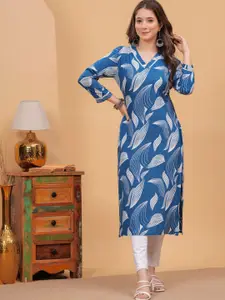 DRESSAR Floral Print Slit Sleeve Applique A-Line Dress