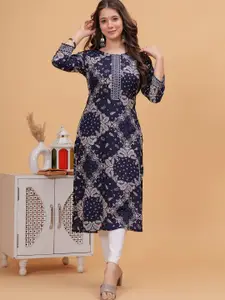 DRESSAR Floral Print Slit Sleeve Applique A-Line Dress