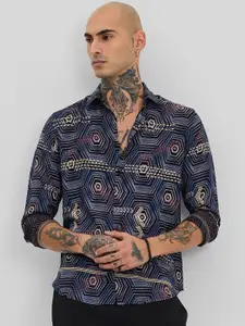 Snitch Men Smart Slim Fit Opaque Printed Casual Shirt