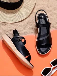 TRASE Women Synthetic Leather Open Toe Backstrap Flats