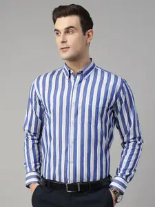 Hancock Men Standard Slim Fit Opaque Striped Formal Shirt