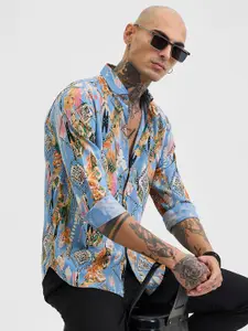 Snitch Men Smart Slim Fit Opaque Printed Casual Shirt