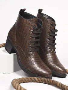 CLOG LONDON Women Textured Block-Heeled Winter Boots