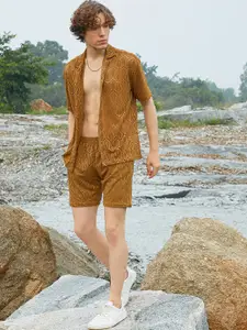 Campus Sutra Self Design Shirt and Shorts