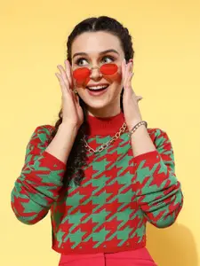 SASSAFRAS Women Self Design Crop Pullover