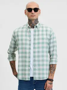 Snitch Men Smart Slim Fit Opaque Checked Casual Shirt