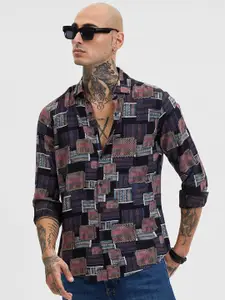 Snitch Men Smart Slim Fit Opaque Printed Casual Shirt