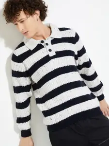 MAX URB_N Men Striped Heavy Knit Sweater