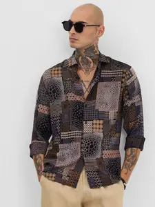 Snitch Men Smart Slim Fit Opaque Printed Casual Shirt