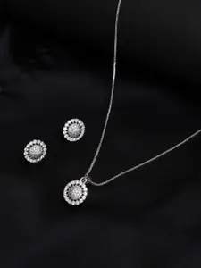 Mali Fionna Silver Plated CZ Studded Pendant Set