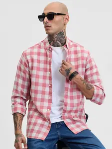 Snitch Men Smart Slim Fit Opaque Checked Casual Shirt