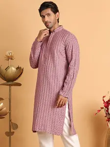 Anouk Men Geometric Embroidered Chikankari Kurta