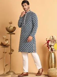 Anouk Men Floral Embroidered Regular Sequinned Kurta with Pyjamas
