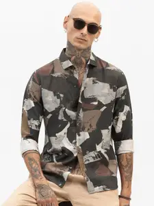 Snitch Men Smart Slim Fit Opaque Printed Casual Shirt