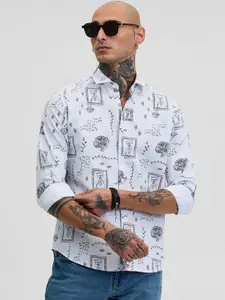 Snitch Men Smart Slim Fit Opaque Printed Casual Shirt