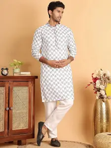 Anouk Men Floral Embroidered Regular Sequinned Kurta with Pyjamas