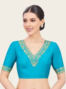 Studio Shringaar Women  Embroidered Cotton Readymade Saree Blouse