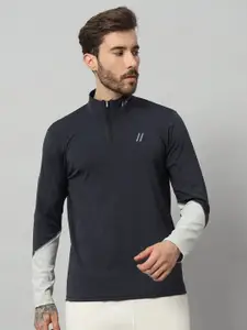 ATICX Men Brand Logo Colourblocked High Neck Compression T-shirt