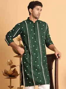 Anouk Men Geometric Embroidered Mirror Work Kurta
