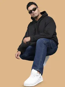 Wear Your Opinion Men Plus Size Drop Shoulder Hooded Sweatshirt