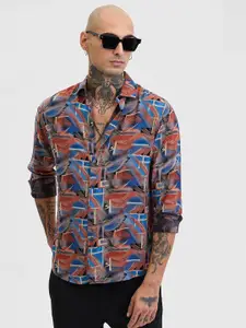 Snitch Men Smart Slim Fit Opaque Printed Casual Shirt